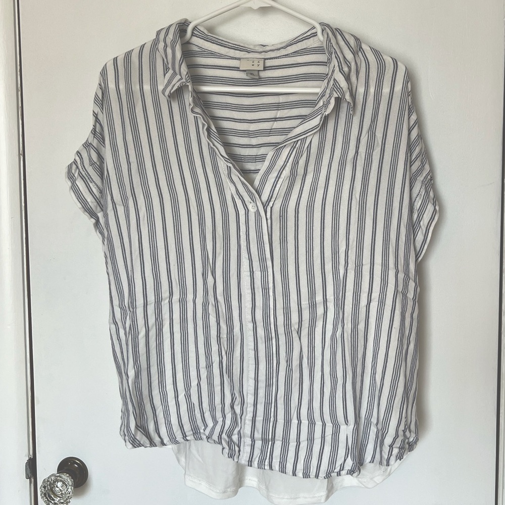 White/blue striped blouse